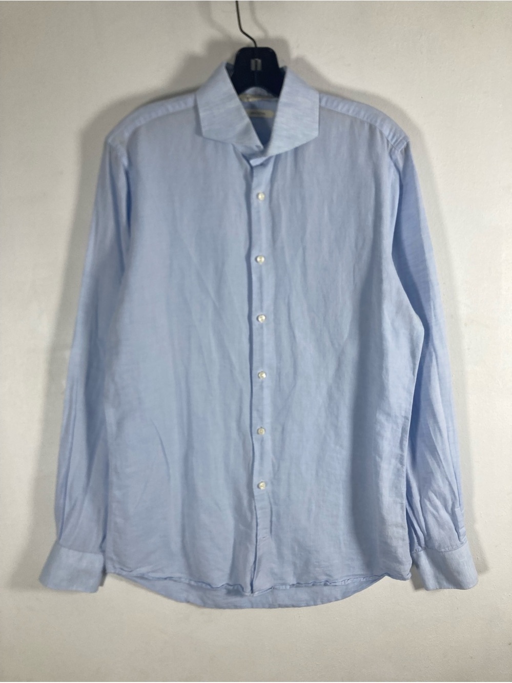 Suitsupply Mens Blue Tessitura Monti Linen Cotton Button Up Shirt Sz 15.5 Slim